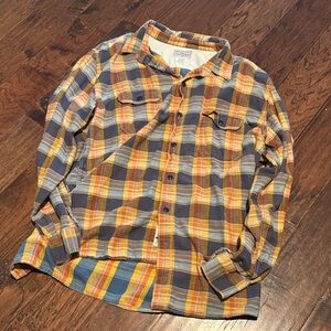Lucky Brand Men's Plaid Shirt - Blue and Orange